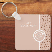 独自のロゴトレンディーベージュ&テラコッタドット キーホルダー (正面)