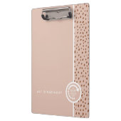 独自のロゴトレンディーベージュ&テラコッタドット クリップボード (左)