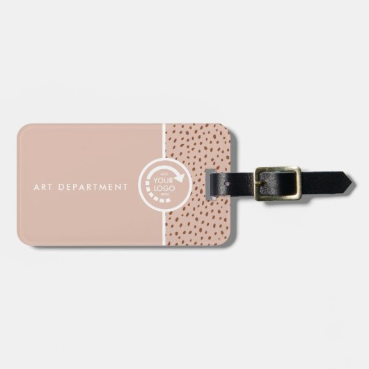 独自のロゴトレンディーベージュ&テラコッタドット ラゲッジタグ (正面横)