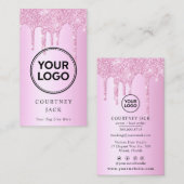 独自のロゴピンクメタリックグリッタードリップバス 名刺 (正面/裏面)