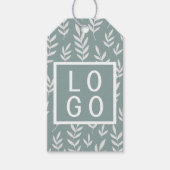 独自のロゴ熱帯植物葉の模様セージ緑 ギフトタグ (正面)