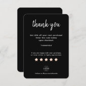 独自のロゴ白黒スモールビジネスサンキューカード サンキューカード (正面/裏面)