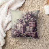 独自のロマンチックなピンクと紫のプレゼント クッション (ブランケット)