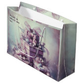 独自のロマンチックなピンクと紫のプレゼント ラージペーパーバッグ (正面アングル)