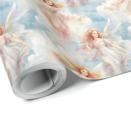 独自のロマンチックなピンクと紫の天使を作成 ラッピングペーパー