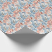 独自のロマンチックなヴィンテージピンクエンジェルを作成 ラッピングペーパー (角)