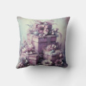 独自のロマンチックな紫と灰色のプレゼントを作成 クッション (裏面)