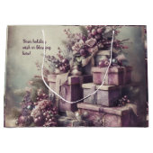 独自のロマンチックな紫と灰色のプレゼントを作成 ラージペーパーバッグ (正面)