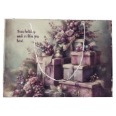 独自のロマンチックな紫と灰色のプレゼントを作成 ラージペーパーバッグ (裏面)