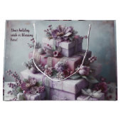 独自のロマンチックな紫のプレゼントを作成 ラージペーパーバッグ (正面)