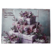 独自のロマンチックな紫のプレゼントを作成 ラージペーパーバッグ (裏面)