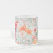 独自のロマンチックな鳥と花を作成 フロストグラスマグカップ (正面左)