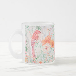 独自のロマンチックな鳥と花を作成 フロストグラスマグカップ