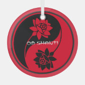 独自のロータス陰陽記号を作成 ガラスオーナメント (正面)