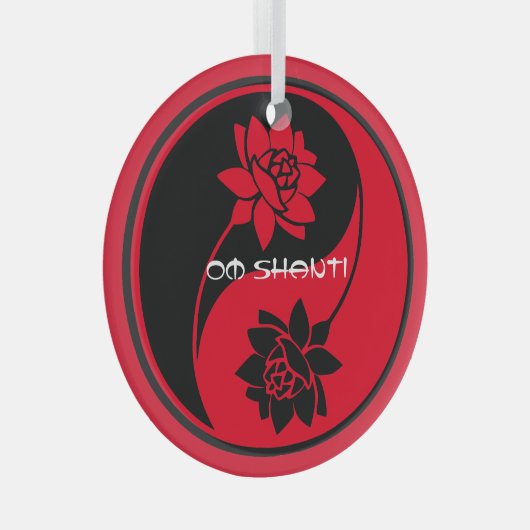 独自のロータス陰陽記号を作成 ガラスオーナメント (正面右)