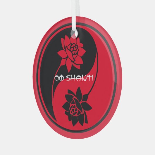 独自のロータス陰陽記号を作成 ガラスオーナメント (正面左)