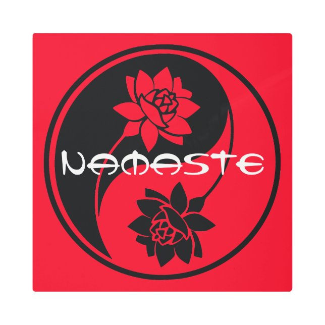 独自のロータス陰陽記号を作成 メタルプリント (正面)