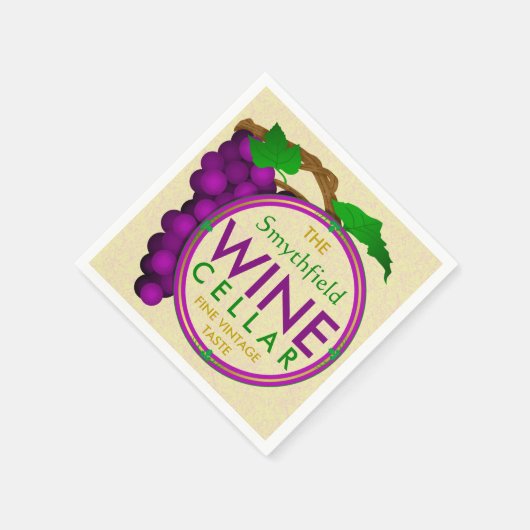 独自のワインセラーのブドウを作成パーソナライズされた スタンダードカクテルナプキン (角)