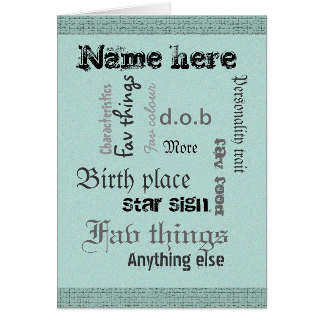 独自のワードクラウドカードを作成するテンプレート-ヴィンテージ (正面)