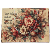 独自のヴィンテージのクリスマスフラワーを作成 ラージペーパーバッグ (正面)