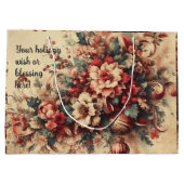 独自のヴィンテージのクリスマスフラワーを作成 ラージペーパーバッグ (裏面)