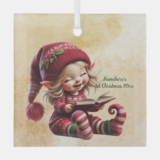 独自のヴィンテージのクリスマス格言物語の作成 ガラスオーナメント (正面)