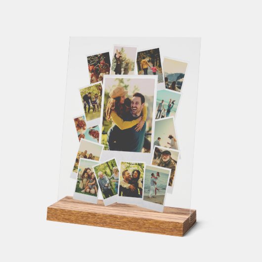 独自のヴィンテージインスタントフィルムフォトコラージュを作成 アクリルサイン (傾斜)