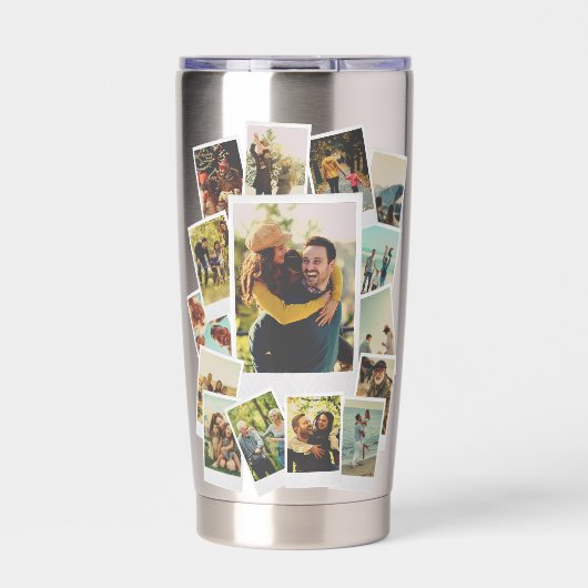 独自のヴィンテージインスタントフィルムフォトコラージュを作成 保温保冷タンブラー (正面)