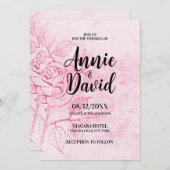 独自のヴィンテージエッチングバラの結婚作成 招待状 (正面/裏面)