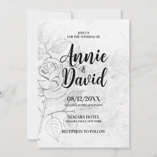 独自のヴィンテージエッチングバラの結婚作成 招待状 (正面)