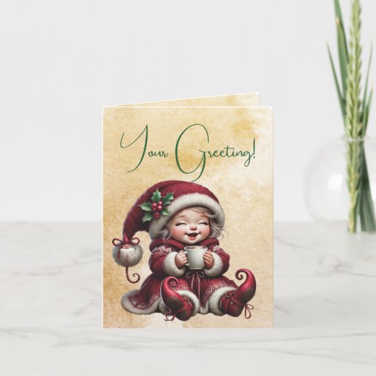 独自のヴィンテージクリスマス格言ココアを作成 シーズンカード (正面)