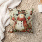 独自のヴィンテージクリスマス雪だるまの作成 クッション (ブランケット)