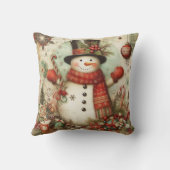 独自のヴィンテージクリスマス雪だるまの作成 クッション (裏面)