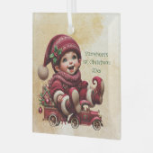 独自のヴィンテージスタイルクリスマス格言の作成 ガラスオーナメント (正面左)