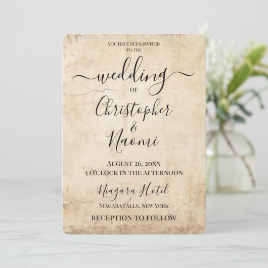 独自のヴィンテージセピア古い紙 招待状 (スタンド正面)
