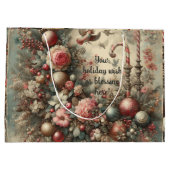 独自のヴィンテージフローラクリスマスの作成 ラージペーパーバッグ (裏面)