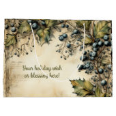 独自のヴィンテージベリーつる植物の作成 ラージペーパーバッグ (裏面)