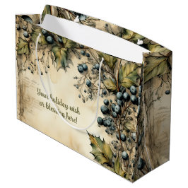 独自のヴィンテージベリーつる植物の作成 ラージペーパーバッグ