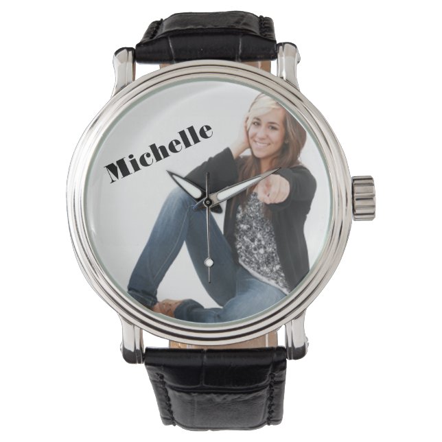 独自のヴィンテージレザーカスタムバンドウォッチを作成 腕時計 (正面)