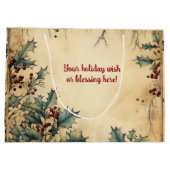 独自のヴィンテージレッドホリーパーチメントの作成 ラージペーパーバッグ (裏面)