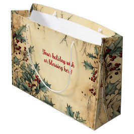 独自のヴィンテージレッドホリーパーチメントの作成 ラージペーパーバッグ