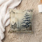 独自のヴィンテージログキャビンシーンを作成 クッション (ブランケット)