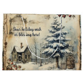 独自のヴィンテージログキャビンシーンを作成 ラージペーパーバッグ (裏面)