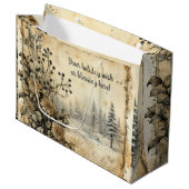 独自のヴィンテージ乾燥した花の風景を作成 ラージペーパーバッグ (正面アングル)