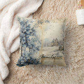 独自のヴィンテージ冬の村を作成 クッション (ブランケット)