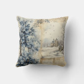 独自のヴィンテージ冬の村を作成 クッション (裏面)