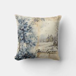 独自のヴィンテージ冬の村を作成 クッション