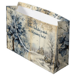 独自のヴィンテージ冬の村を作成 ラージペーパーバッグ