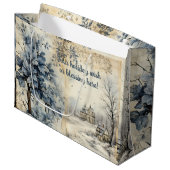 独自のヴィンテージ冬の村を作成 ラージペーパーバッグ (正面アングル)