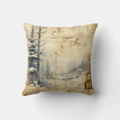 独自のヴィンテージ冬用ポストカードの作成 クッション (裏面)